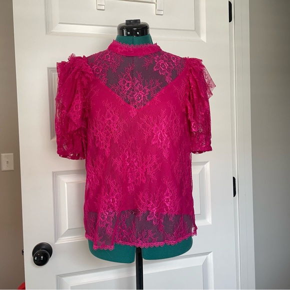 Free People Secret Admirer hot pink lace two piece top - Picture 2 of 7